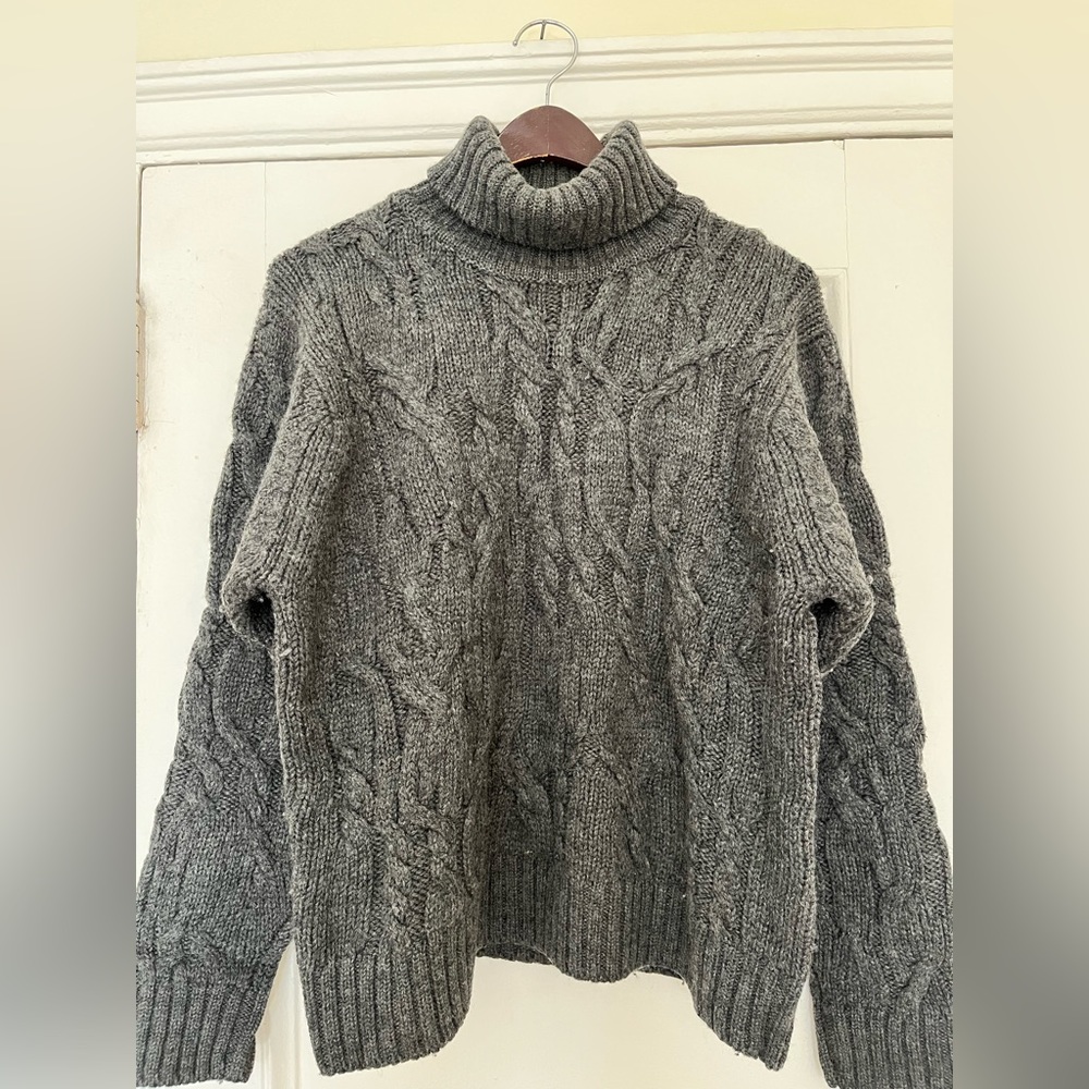 Grey hand knit cable Paul Smith turtle neck sweater